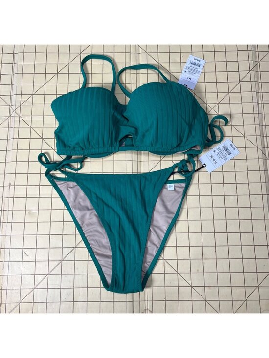 Shade & Shore Other - Shade & Shore Teal Bikini Set Lightly Lined Top Size 34C & High Leg Bottoms Size